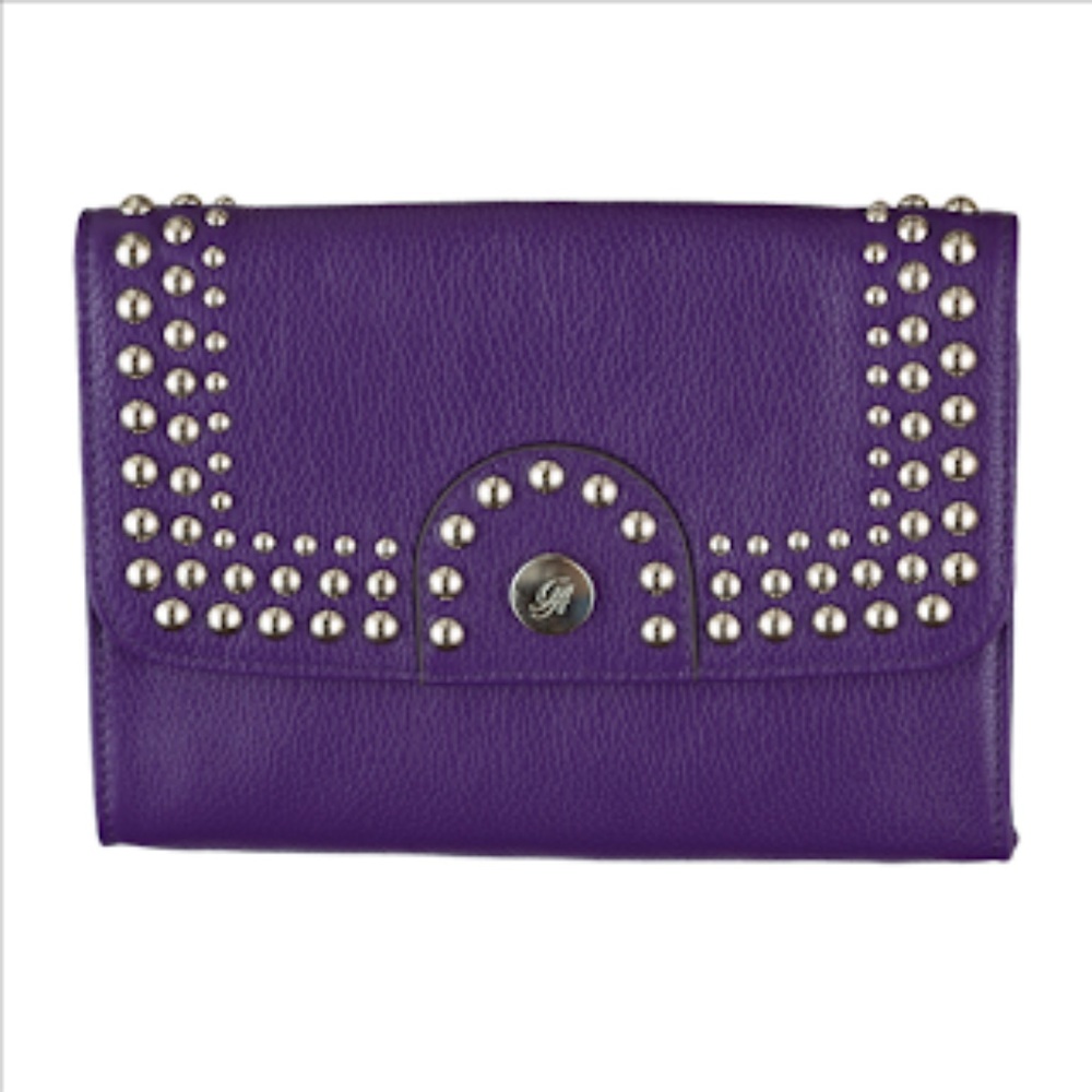 NWT Grace Adele Paige leather clutch/crossbody in grape